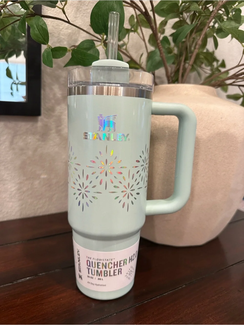 Stanley Seaglass Gloss Quencher Tumbler with Iridescent Floral Design